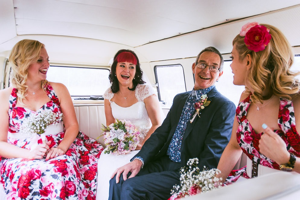 Laughing in the Bridal Carriage at LGBTQ+ Wedding