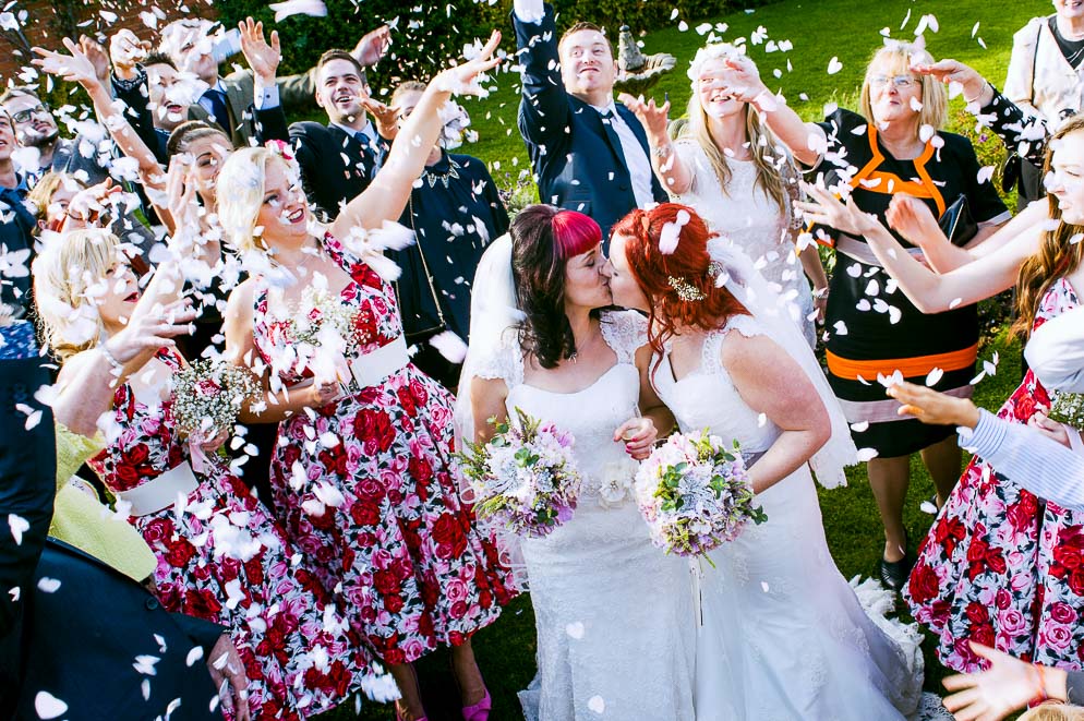 Brides and Confetti at LGBTQ+ Wedding