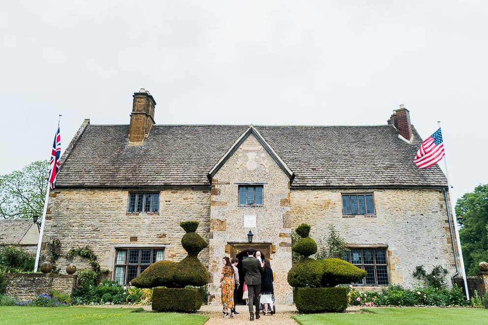 Guests entering Ceremony Building at Sulgrave Manor