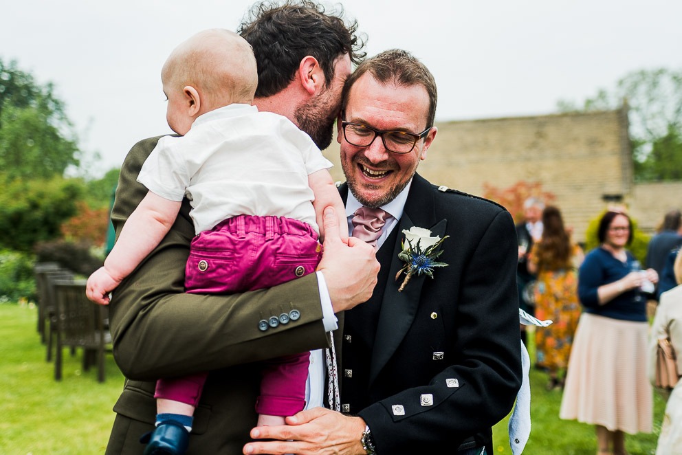 Wedding Guests Hugging at Sulgrave Manor